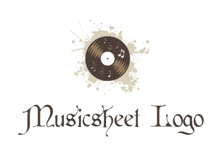disc with music notes and splatter logo