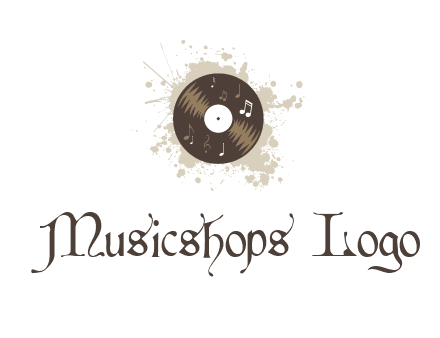 disc with music notes and splatter logo