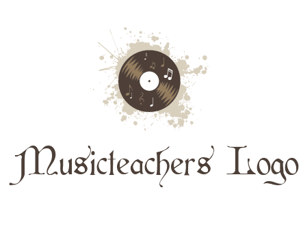 disc with music notes and splatter logo