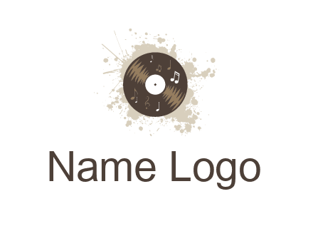 disc with music notes and splatter logo