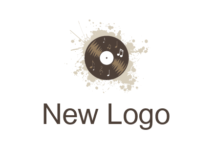 disc with music notes and splatter logo