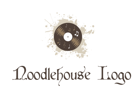 disc with music notes and splatter logo