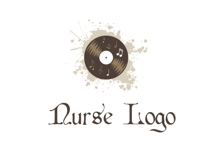 disc with music notes and splatter logo