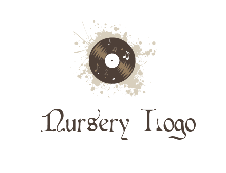 disc with music notes and splatter logo