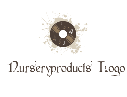 disc with music notes and splatter logo