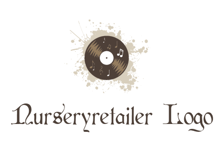 disc with music notes and splatter logo