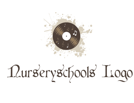 disc with music notes and splatter logo