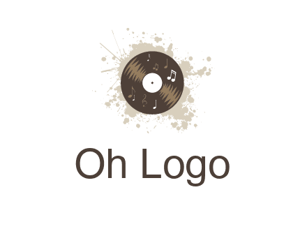 disc with music notes and splatter logo