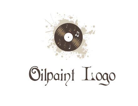 disc with music notes and splatter logo