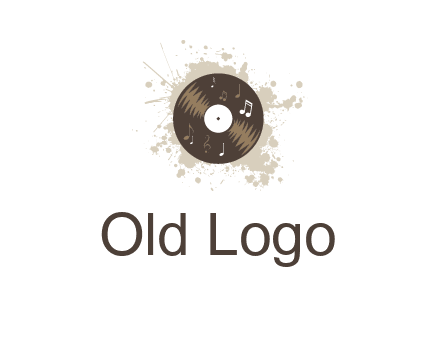 disc with music notes and splatter logo