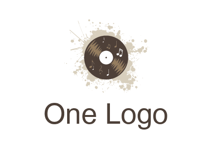 disc with music notes and splatter logo