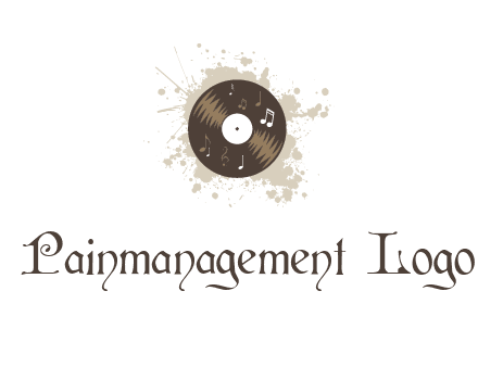disc with music notes and splatter logo
