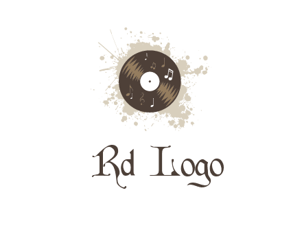 disc with music notes and splatter logo