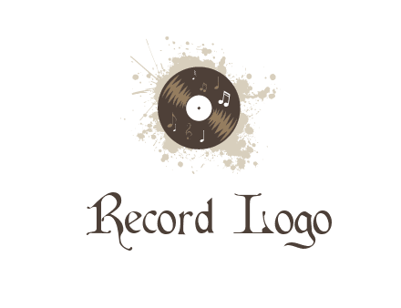 disc with music notes and splatter logo