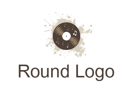 disc with music notes and splatter logo