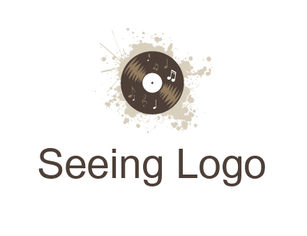 disc with music notes and splatter logo
