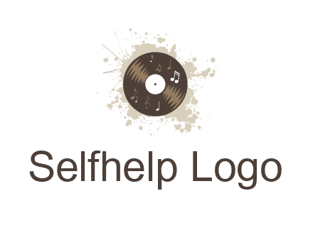 disc with music notes and splatter logo