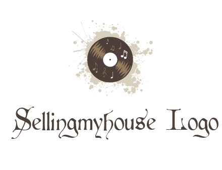 disc with music notes and splatter logo