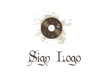 disc with music notes and splatter logo