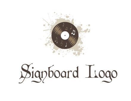disc with music notes and splatter logo