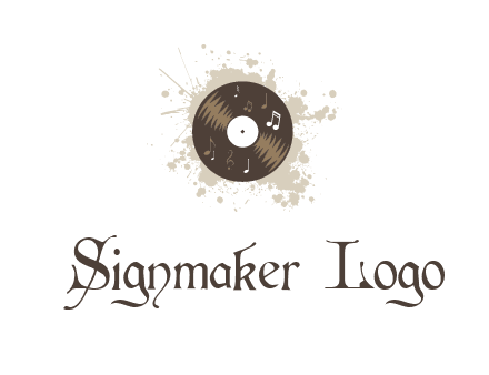 disc with music notes and splatter logo