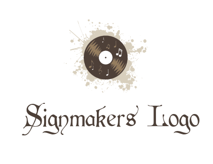 disc with music notes and splatter logo