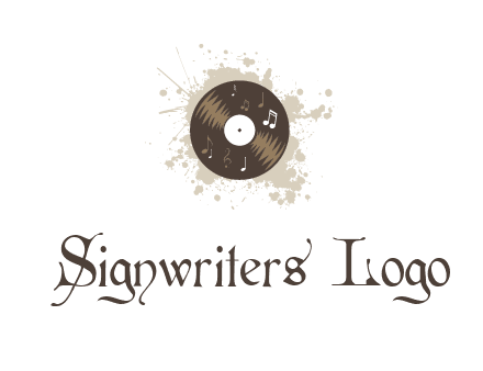 disc with music notes and splatter logo
