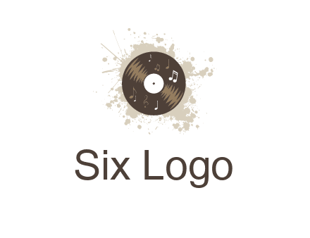 disc with music notes and splatter logo