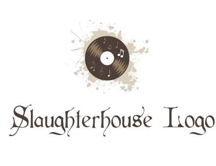disc with music notes and splatter logo