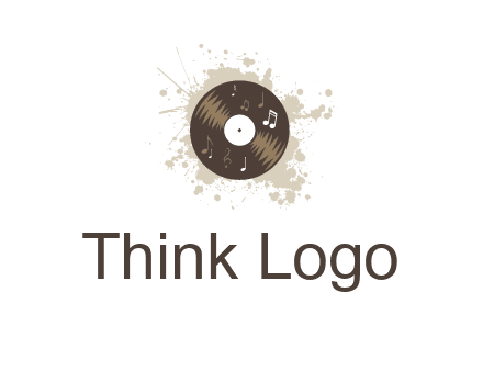 disc with music notes and splatter logo