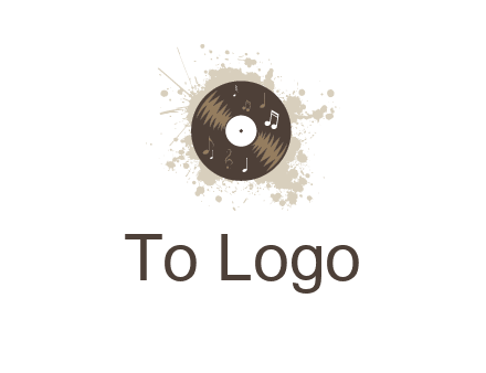 disc with music notes and splatter logo