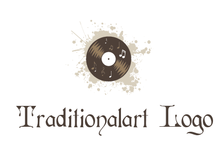 disc with music notes and splatter logo