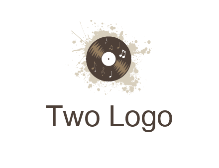disc with music notes and splatter logo