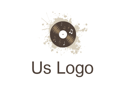 disc with music notes and splatter logo