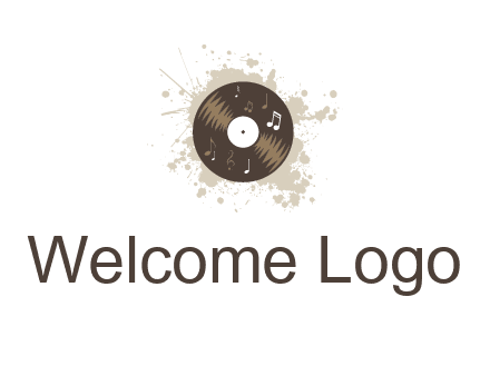 disc with music notes and splatter logo