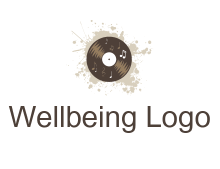 disc with music notes and splatter logo