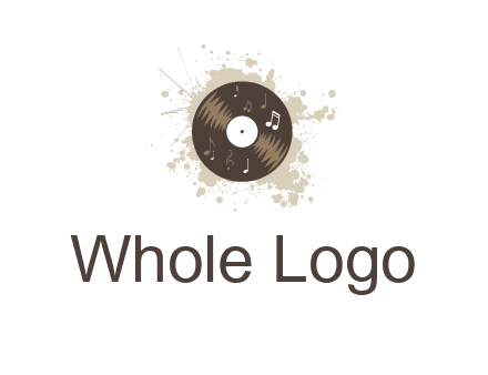 disc with music notes and splatter logo