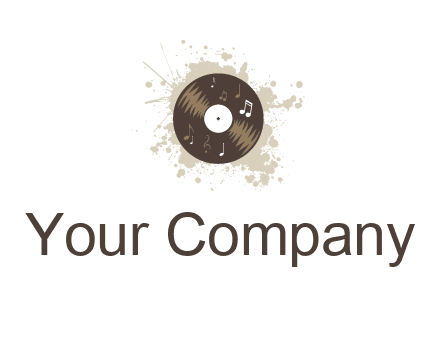 disc with music notes and splatter logo