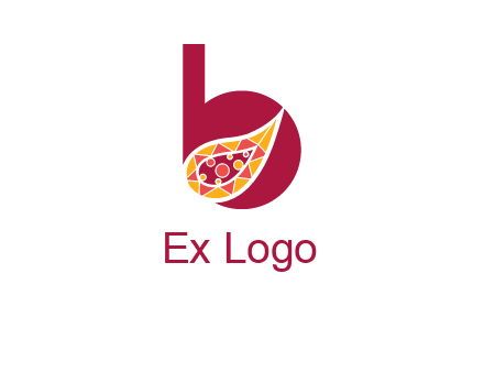 letter B and abstract leaf logo