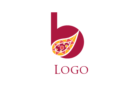 letter B and abstract leaf logo