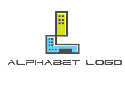 geometric letter L building logo