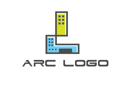 geometric letter L building logo