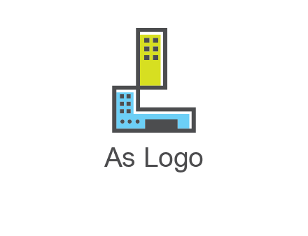 geometric letter L building logo