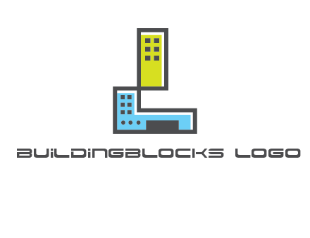 geometric letter L building logo
