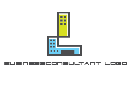 geometric letter L building logo