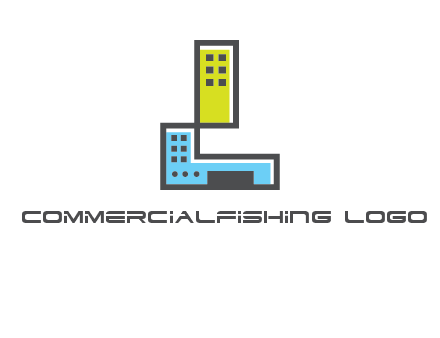 geometric letter L building logo