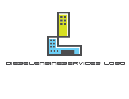 geometric letter L building logo