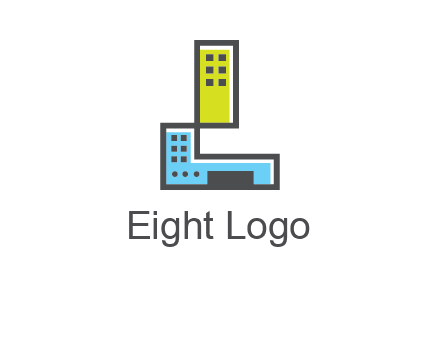 geometric letter L building logo