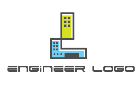 geometric letter L building logo