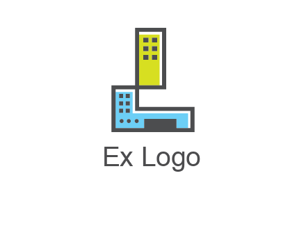 geometric letter L building logo